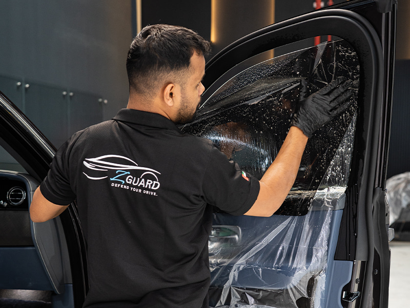 Professional window tint film application at ZGuard Dubai